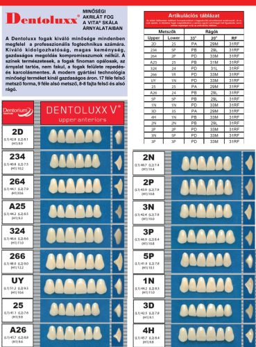 Dentoluxx Premium Acrylic Teeth UPPER ANTERIOR